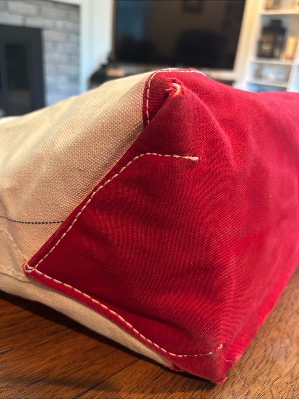 LL Bean Vintage 80s Boat and Tote Bag with Red Trim - Picture 10 of 16